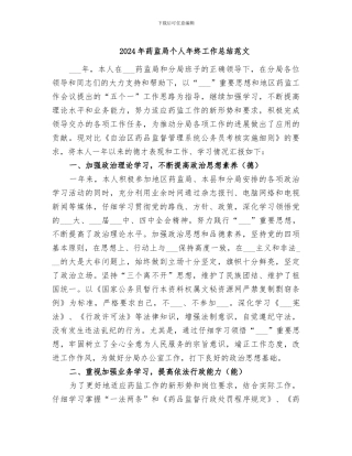 2024年药监局个人年终工作总结范文