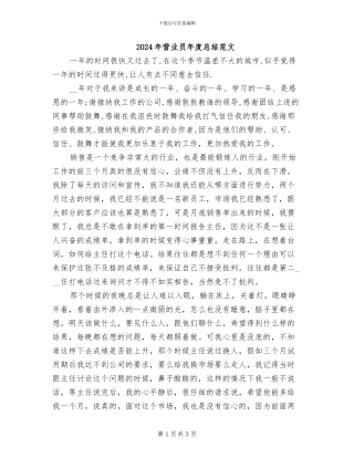 2024年营业员年度总结范文