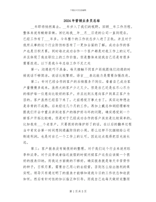 2024年营销业务员总结