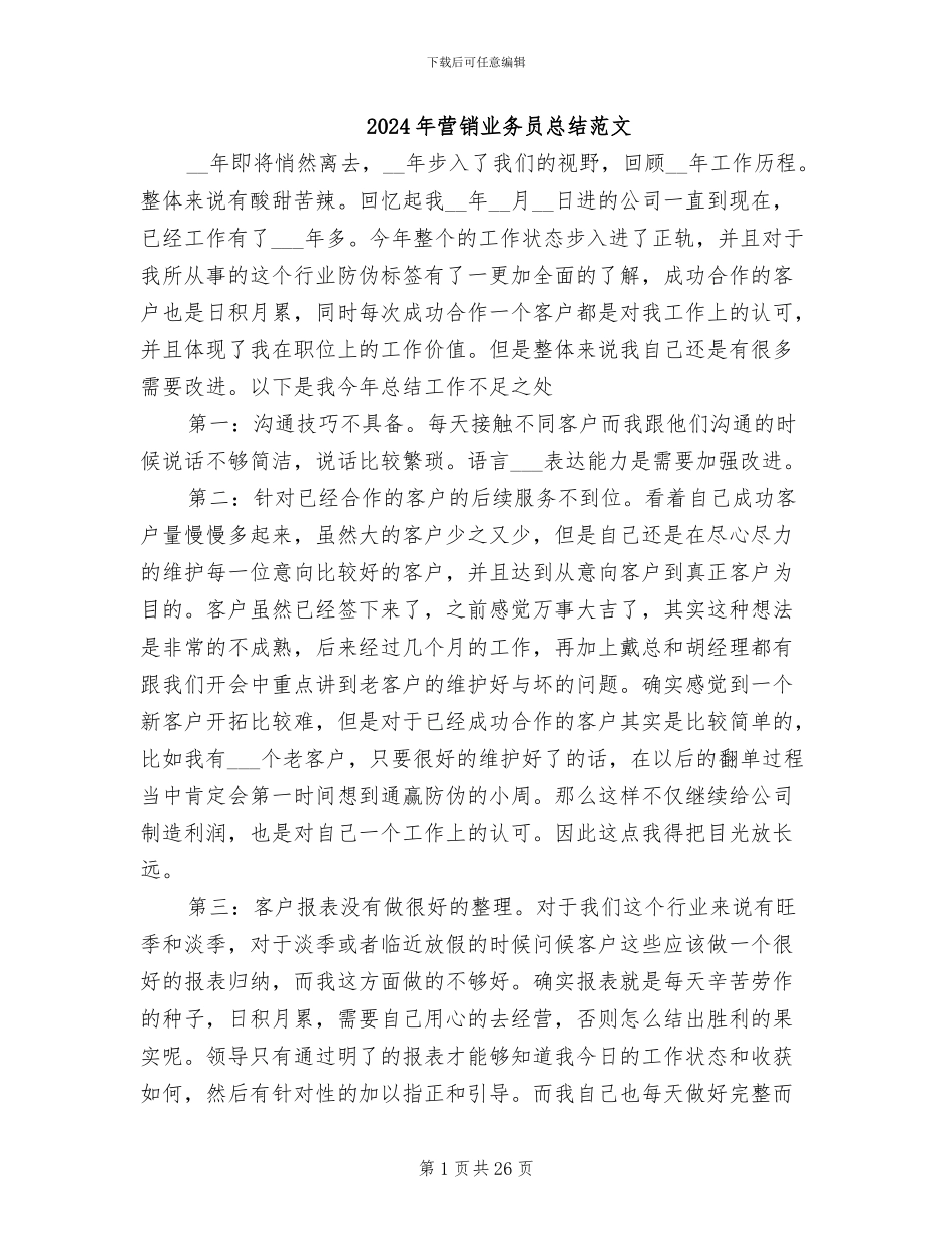 2024年营销业务员总结范文_第1页