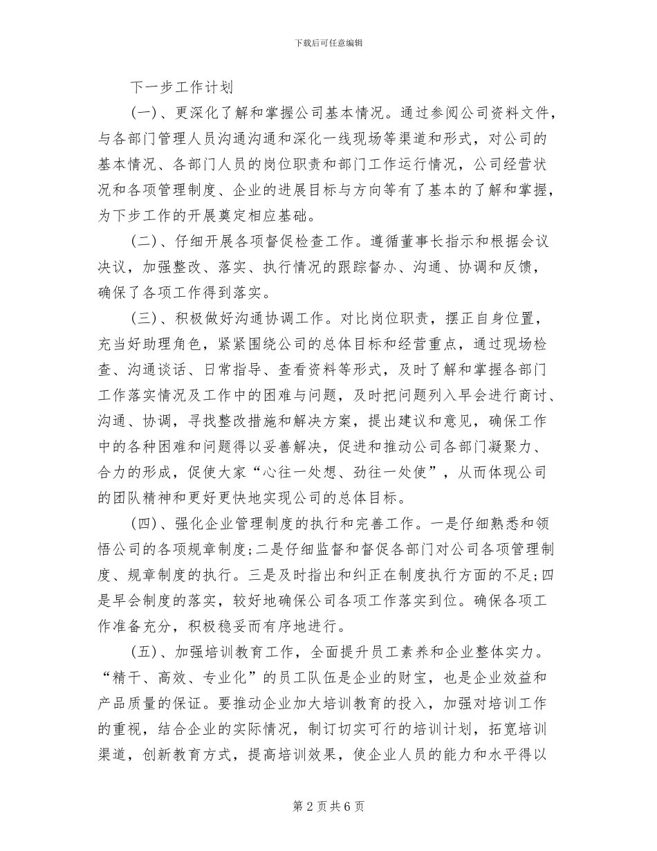 2024年董事长助理年终工作总结范本_第2页