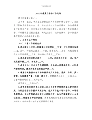2024年蔬菜上半年工作总结