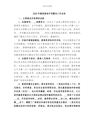 2024年蔬菜基地专项整治工作总结