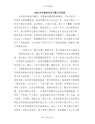 2024年行政岗位见习期工作总结