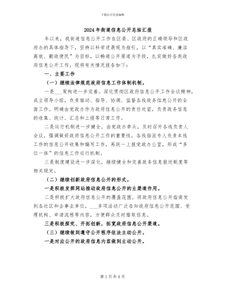 2024年街道信息公开总结汇报