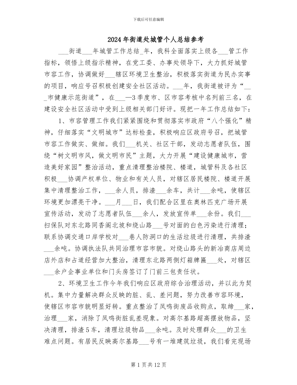 2024年街道处城管个人总结参考_第1页