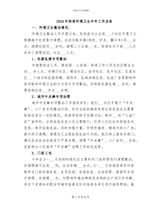 2024年街道环境卫生半年工作总结