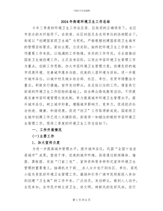 2024年街道环境卫生工作总结