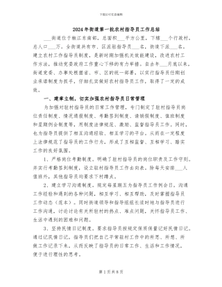 2024年街道第一批农村指导员工作总结