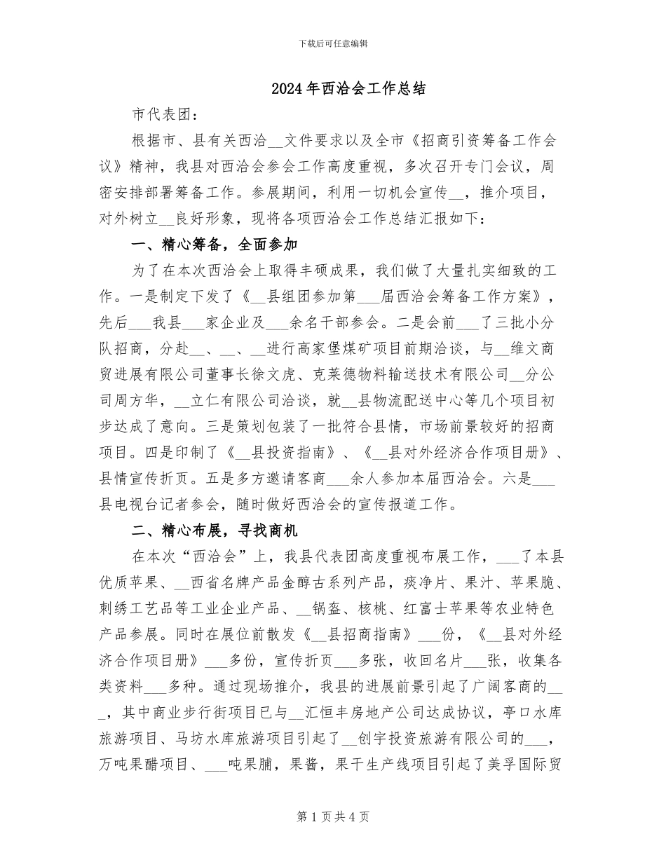 2024年西洽会工作总结_第1页