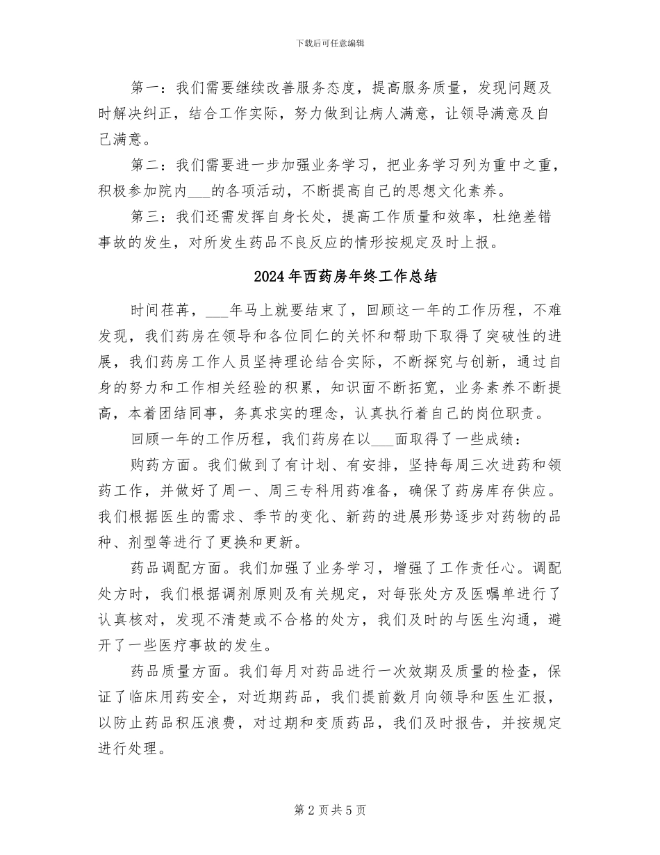 2024年西药房年度工作总结_第2页