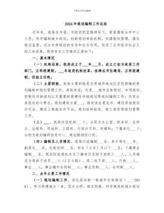 2024年规划编制工作总结