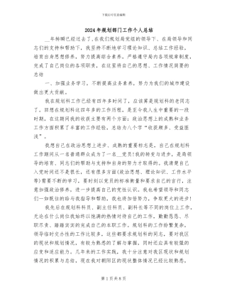 2024年规划部门工作个人总结