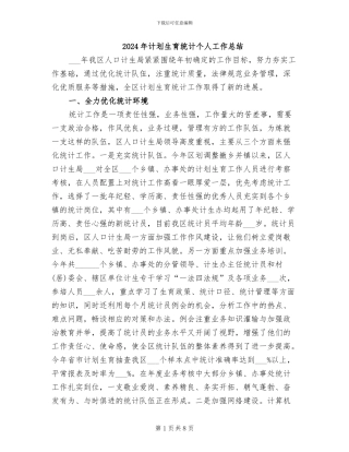 2024年计划生育统计个人工作总结