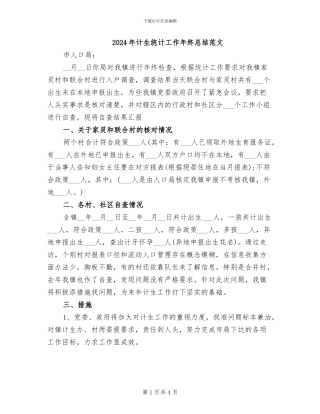 2024年计生统计工作年终总结范文
