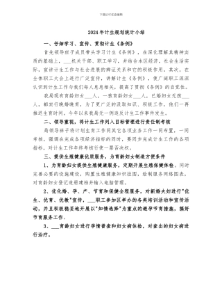 2024年计生规划统计小结