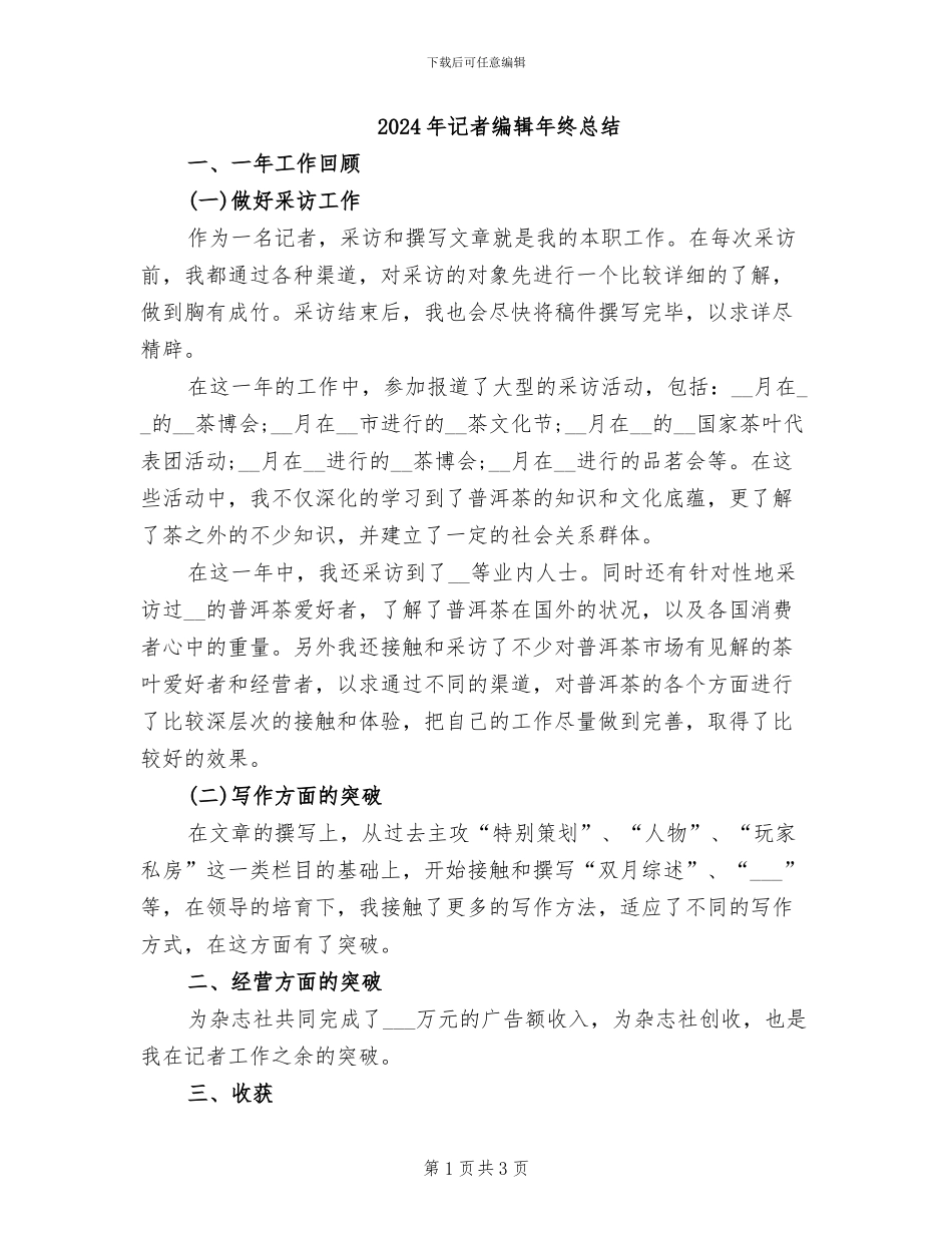 2024年记者编辑年终总结_第1页