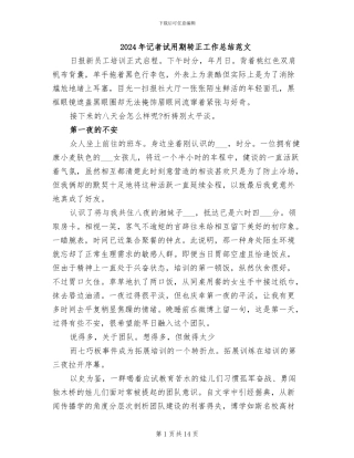 2024年记者试用期转正工作总结范文