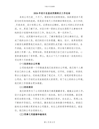 2024年设计总监试用期转正工作总结