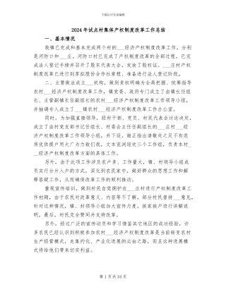 2024年试点村集体产权制度改革工作总结