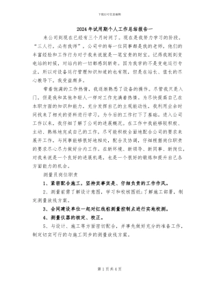 2024年试用期个人工作总结报告一