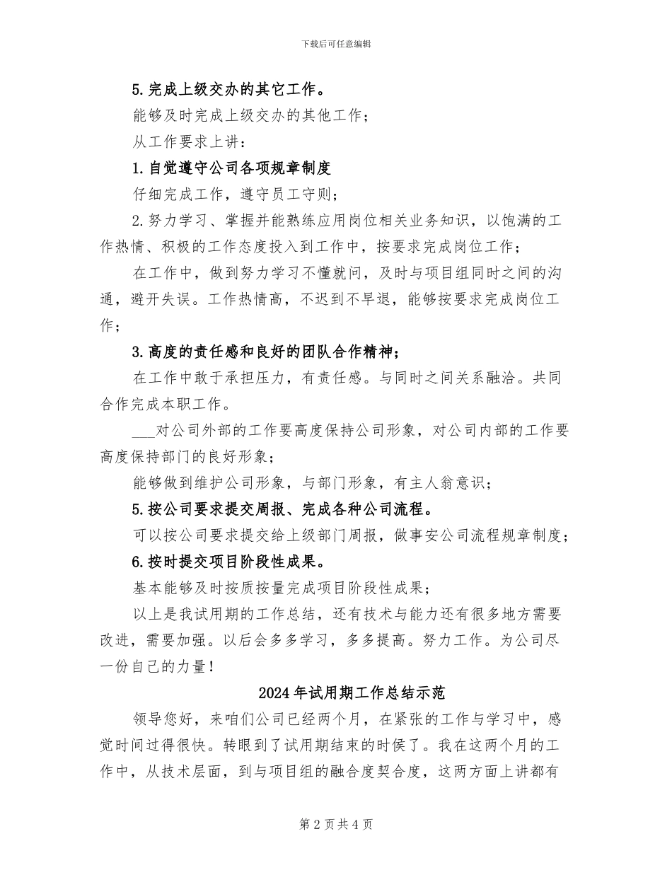 2024年试用期工作总结示_第2页