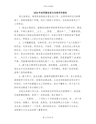 2024年试用期总结与自我评价报告