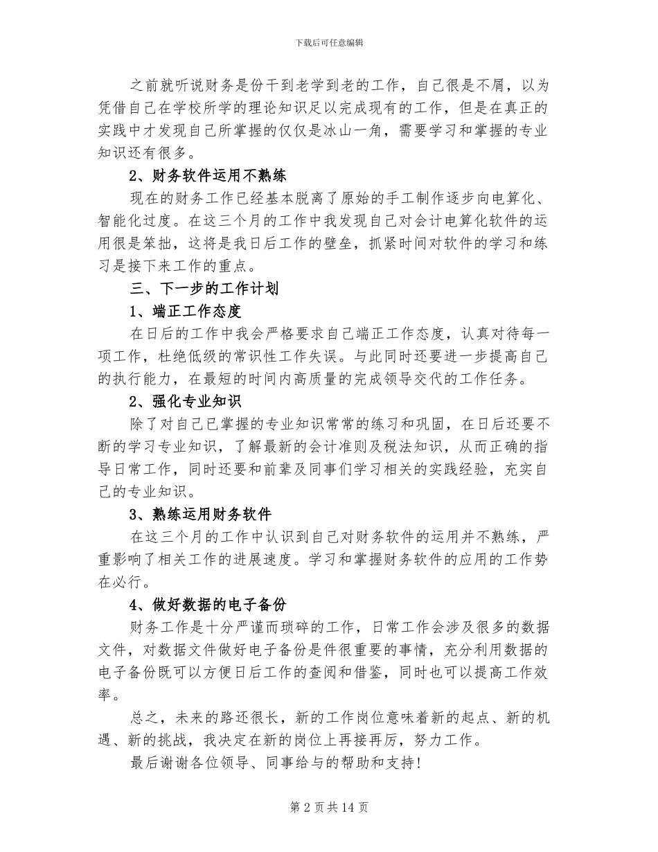 2024年试用期财务工作总结_第2页