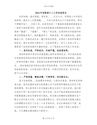 2024年试验室个人工作总结范本