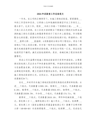 2024年试验室工作总结范文