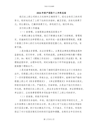 2024年财产保险个人年终总结