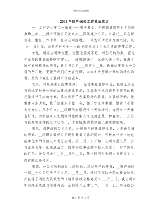 2024年财产保险工作总结范文