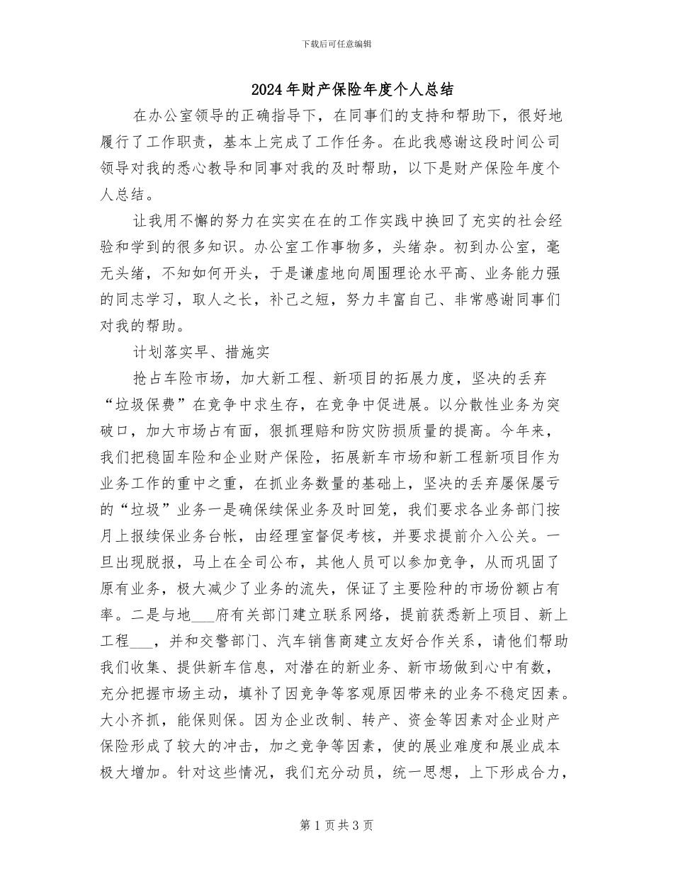 2024年财产保险年度个人总结_第1页