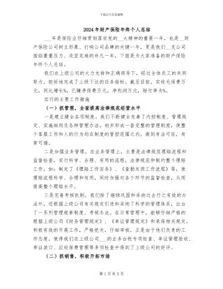 2024年财产保险年终个人总结