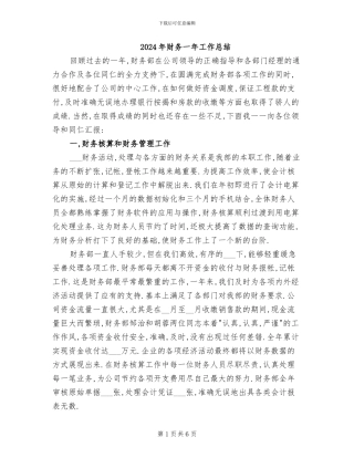 2024年财务一年工作总结
