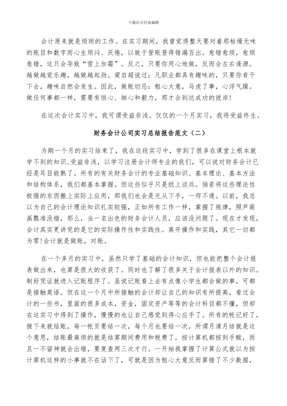 2024年财务会计公司实习总结范文_第2页