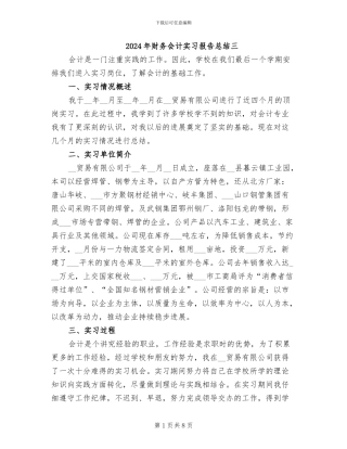 2024年财务会计实习报告总结三