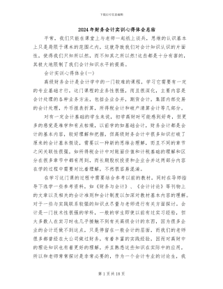 2024年财务会计实训心得体会总结