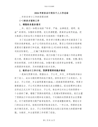 2024年财务会计岗位个人工作总结