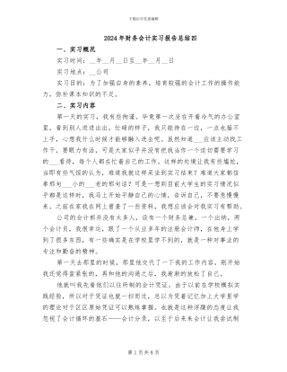 2024年财务会计实习报告总结四