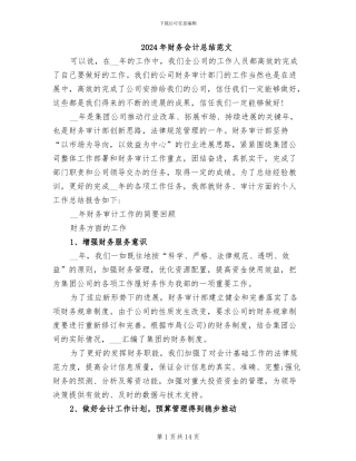 2024年财务会计总结范文