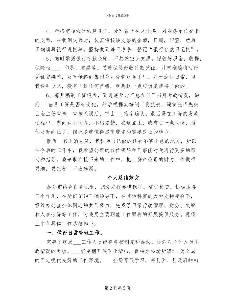 2024年财务出纳工作总结范本_第2页