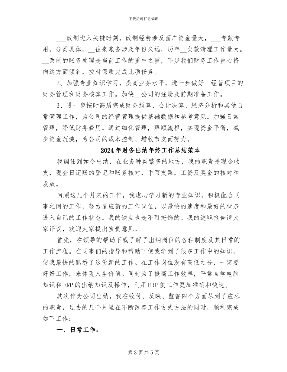 2024年财务出纳年终工作总结范文_第3页