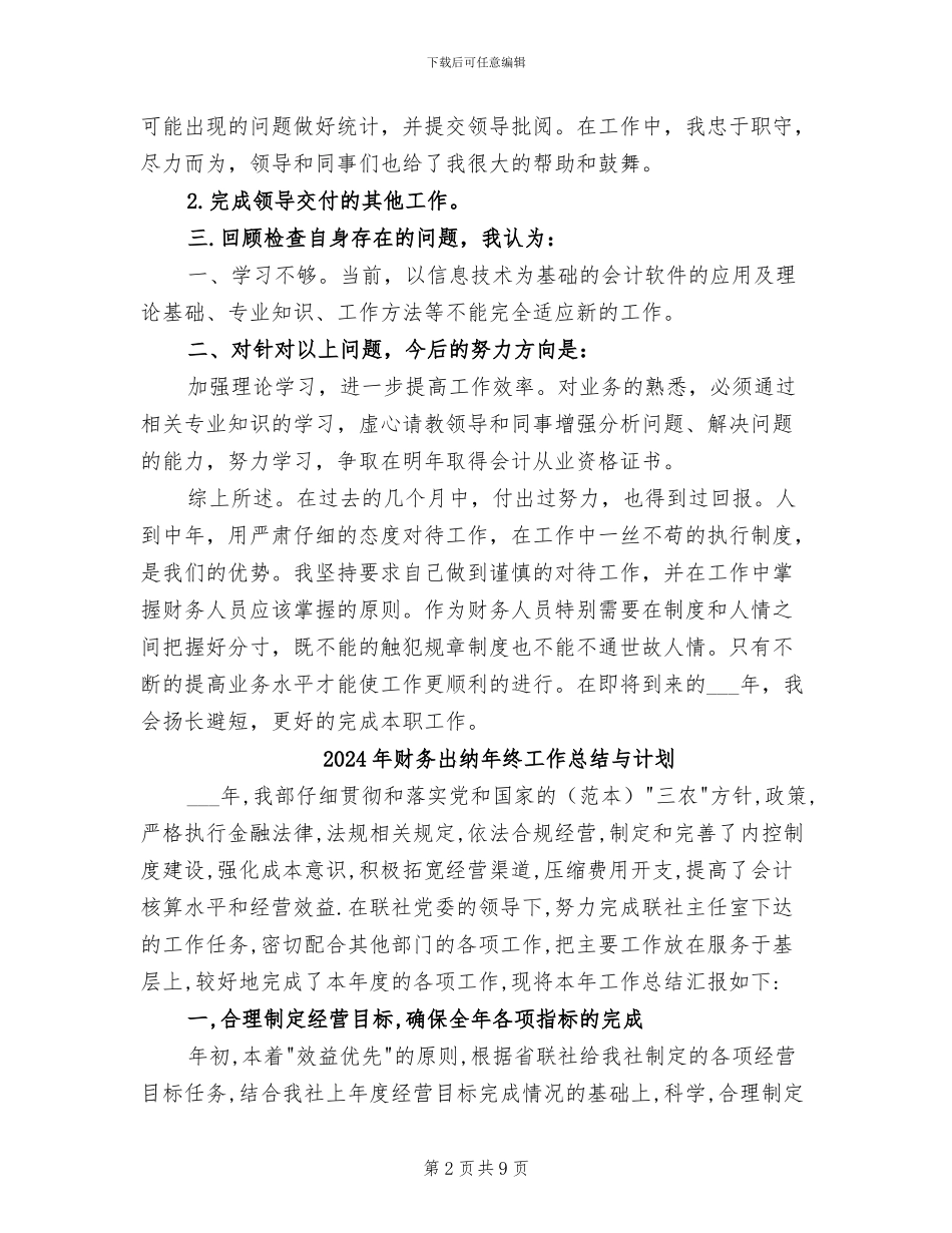 2024年财务出纳年终工作总结_第2页