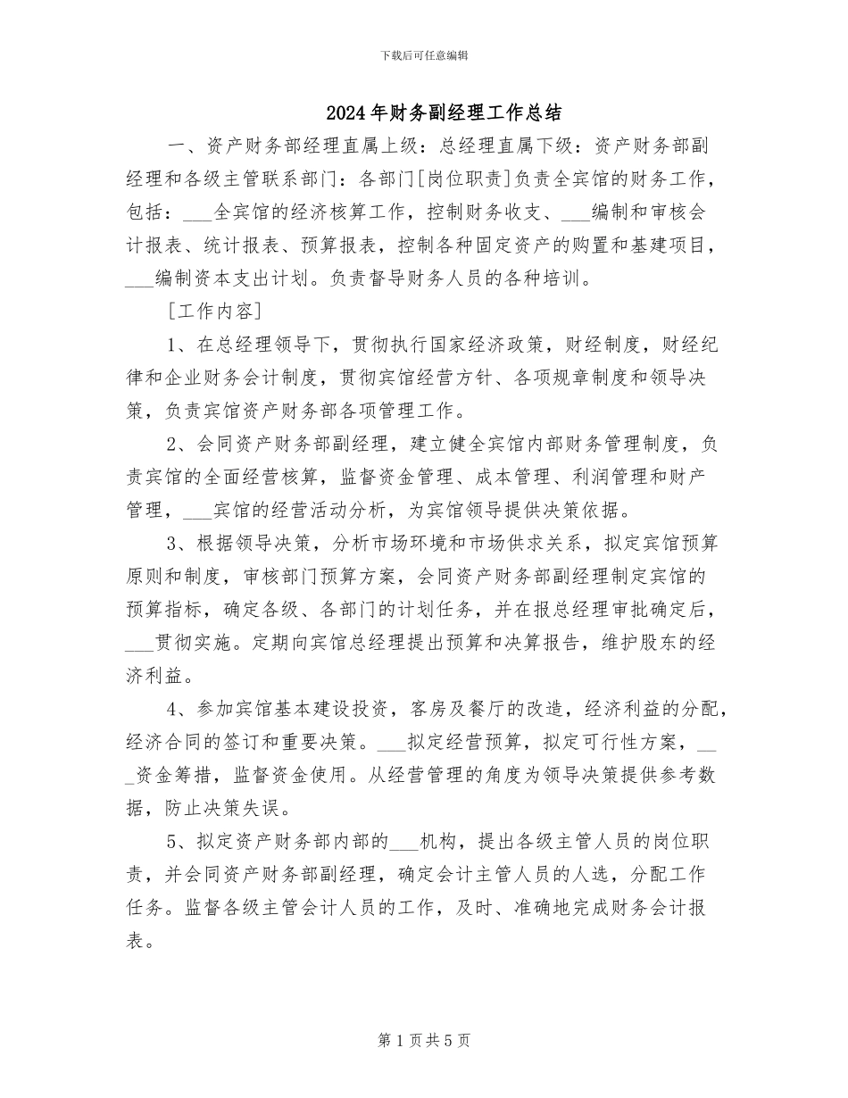 2024年财务副经理工作总结_第1页