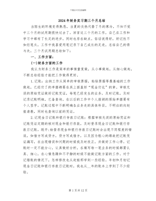 2024年财务实习期三个月总结
