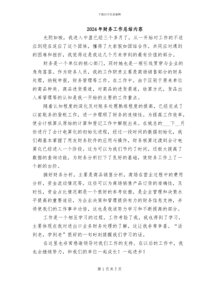 2024年财务工作总结内容