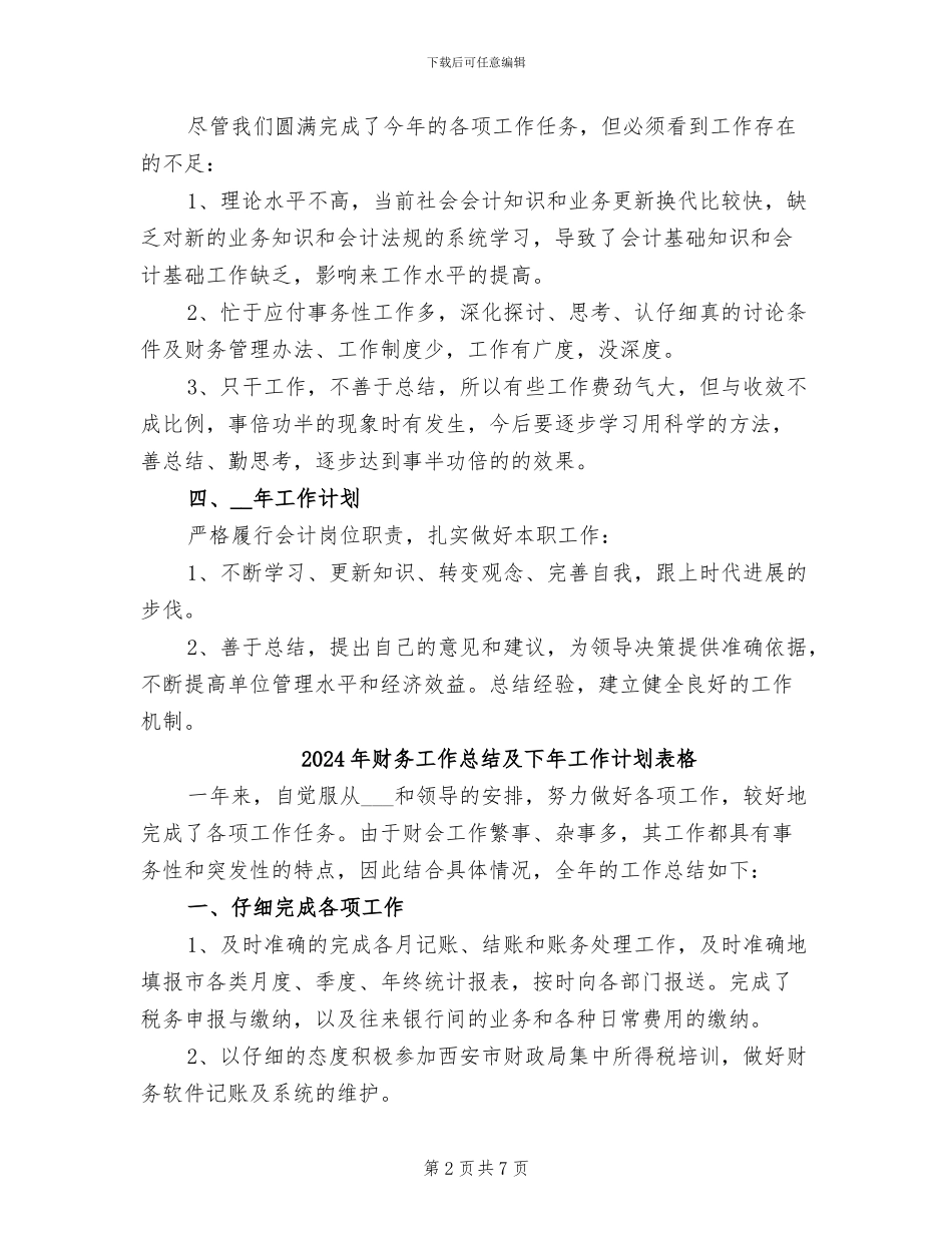 2024年财务工作总结及下年工作计划例_第2页