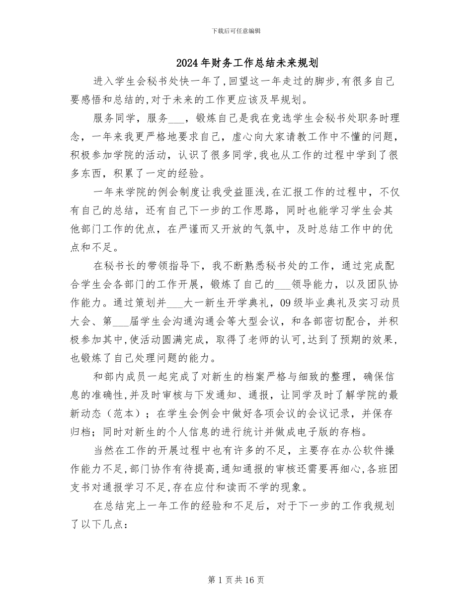 2024年财务工作总结未来规划_第1页