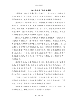 2024年财务工作总结简短